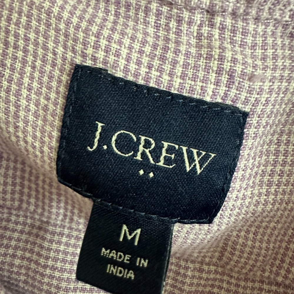 J.Crew Shirt Mens Medium Purple Houndstooth Linen Blend Short Sleeve Button Down - Picture 6 of 12